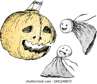 pumpkin and ghosts for halloween