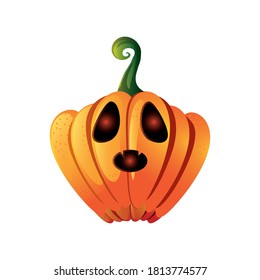 pumpkin with gloomy face for halloween over white background vector illustration design