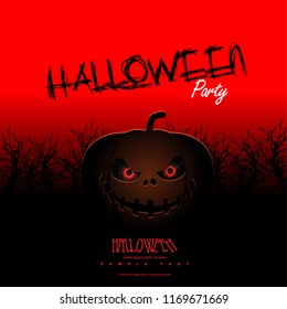 Pumpkin with Glowing Eyes for Halloween Layout/Design Cover. Modern and Abstract Background. Stock Vector Illustration. Minimalist Creative Design Concept.