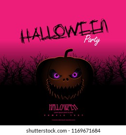 Pumpkin with Glowing Eyes for Halloween Layout/Design Cover. Modern and Abstract Background. Stock Vector Illustration. Minimalist Creative Design Concept.