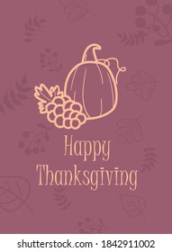 calabaza y uvas de línea diseño de iconos, tema de alimentos orgánicos saludables Ilustración vectorial