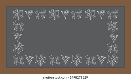 pumpkin. grave. terrible. holiday. Halloween. October 31st. vector. doodle. template. bat. scary stories. lines. ghost. A terrible holiday. spider. postcard. frame.