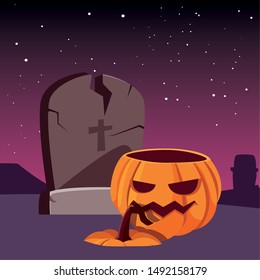 pumpkin gravestone happy halloween celebration