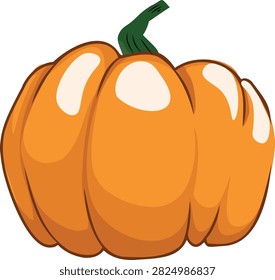 pumpkin with green stem on a white background