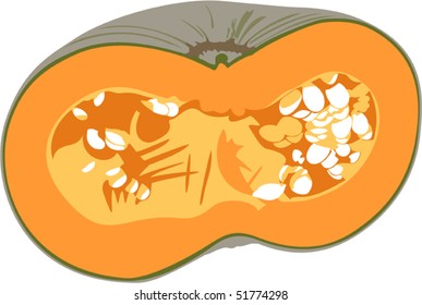 Pumpkin half, isolated on white
