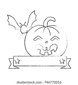 pumpkin hallooween with vampire decorative icon