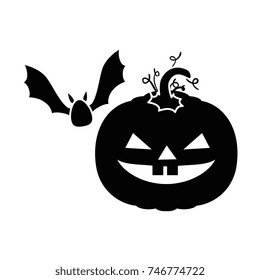 pumpkin hallooween with vampire decorative icon