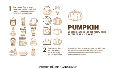 pumpkin halloween autumn orange landing web page header vector. thanksgiving cute face, fall food harvest, scary evil vegetable, decoration horror pumpkin halloween autumn orange Illustration