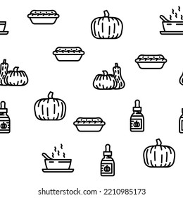 pumpkin halloween autumn orange vector seamless pattern thin line illustration