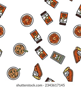 pumpkin halloween autumn orange Vector Seamless Pattern Thin Line Illustration