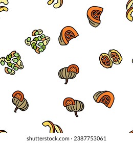 pumpkin halloween autumn orange Vector Seamless Pattern Thin Line Illustration