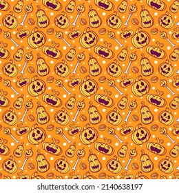 Pumpkin Halloween Background Seamless Pattern for your business or merchandise