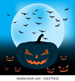 Pumpkin halloween background.Vector illustration