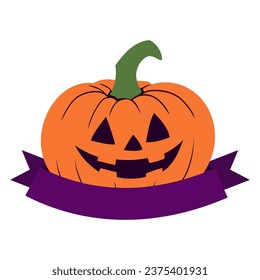 pumpkin halloween badge banner illustration