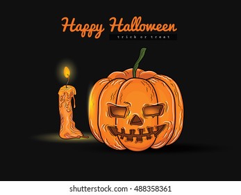 Pumpkin Halloween with candle light Vector Illustrations