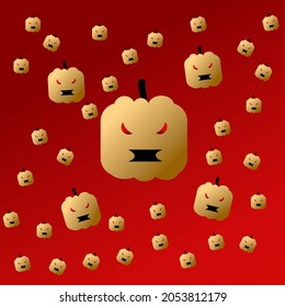 pumpkin halloween card red background