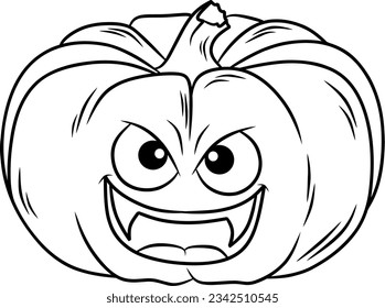 Pumpkin Halloween cartoon line art