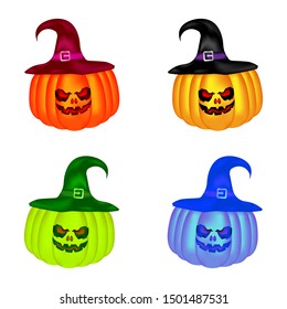 pumpkin halloween cartoon set collection