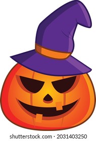 Pumpkin halloween cartoon vector art and illustration
