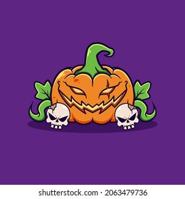 pumpkin halloween cartoon vector icon illustration