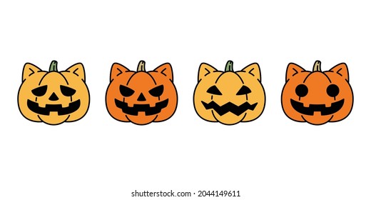 pumpkin Halloween cat vector icon kitten logo symbol cartoon character spooky doodle ghost illustration design