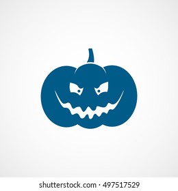 Pumpkin Halloween Concept Blue Flat Icon On White Background