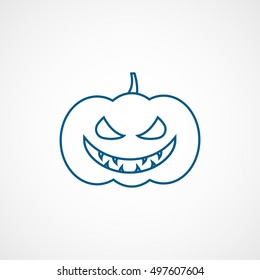 Pumpkin Halloween Concept Blue Line Icon On White Background