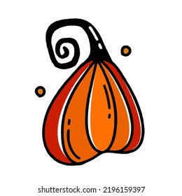 Pumpkin Halloween concept Doodle style vector design illustration Isolated on white 
