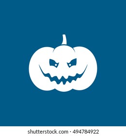 Pumpkin Halloween Concept Flat Icon On Blue Background