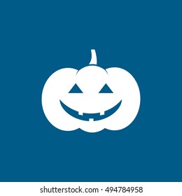 Pumpkin Halloween Concept Flat Icon On Blue Background