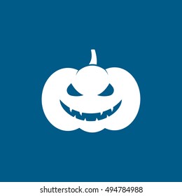 Pumpkin Halloween Concept Flat Icon On Blue Background