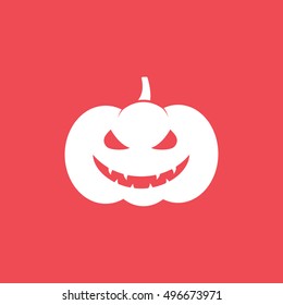 Pumpkin Halloween Concept Flat Icon On Red Background