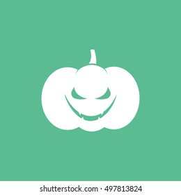 Pumpkin Halloween Concept Flat Icon On Green Background