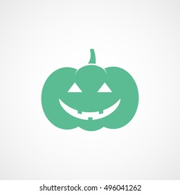 Pumpkin Halloween Concept Green Flat Icon On White Background 