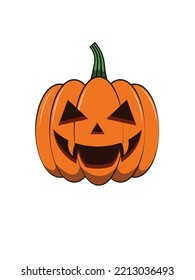 Pumpkin Halloween Concept With Happy Face on White Background. Pumpkin Cartoon Vector Illustration