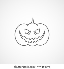 Pumpkin Halloween Concept Line Icon On White Background