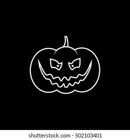 Pumpkin Halloween Concept Line Icon On Black Background