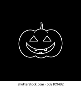 Pumpkin Halloween Concept Line Icon On Black Background