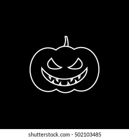 Pumpkin Halloween Concept Line Icon On Black Background