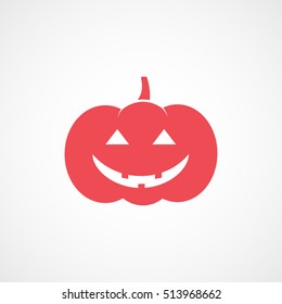 Pumpkin Halloween Concept Red Flat Icon On White Background
