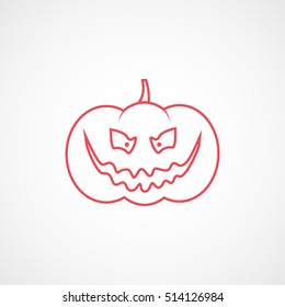 Pumpkin Halloween Concept Red Line Icon On White Background