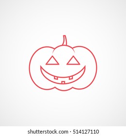 Pumpkin Halloween Concept Red Line Icon On White Background