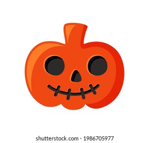 Pumpkin halloween cookie. Cartoon flat illustration. Color isolated vector element on white background