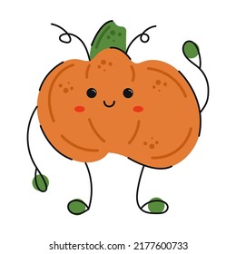 Pumpkin for Halloween. Cute pumpkin character smiles and says hello. Great for stickers, t-shirt prints, decorative embellishments.
