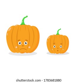 Calabaza para Halloween, una calabaza linda con diferentes emociones. Ilustración de una postal o invitación.