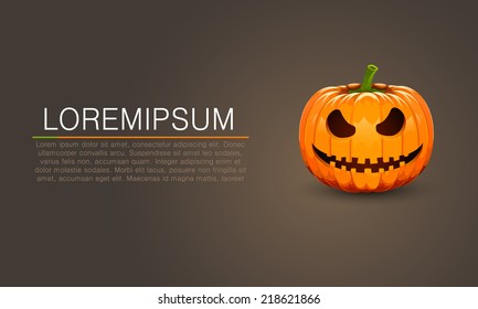 Pumpkin for Halloween dark banner. Vector illustration