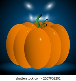 Pumpkin in Halloween day festival on scary blue background concept.
Simple vector illustration of pumpkin and evil eyes.