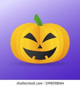 Calabaza en el vector del día de Halloween , aislada en fondo morado , ilustración vectorial EPS 10
