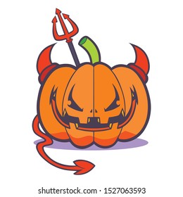 Pumpkin Halloween. Demon halloween. Vector illustration in a cartoon style. Isolated on white background. Elements for you Halloween.