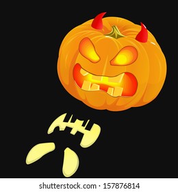 Pumpkin for Halloween with devilish horns